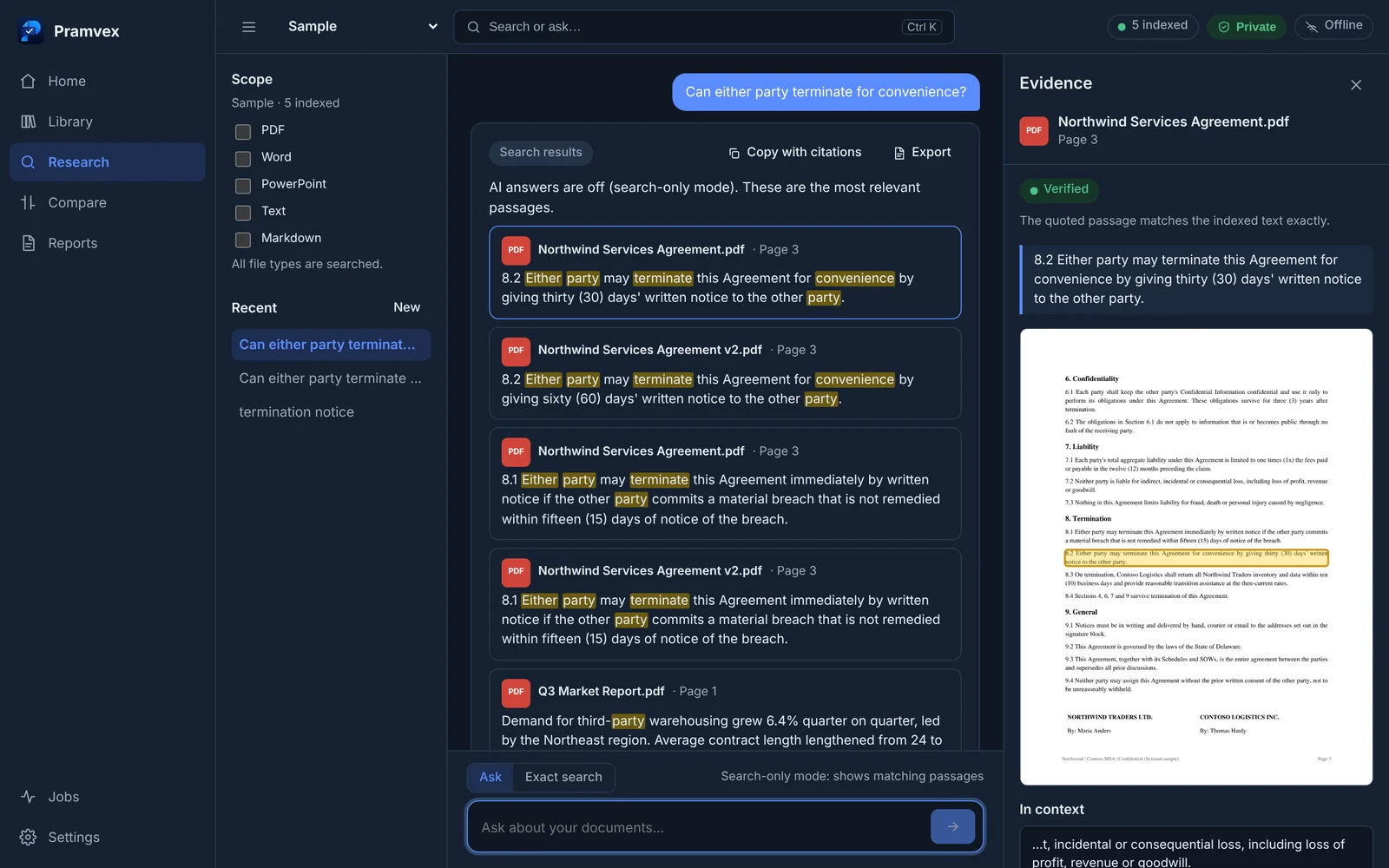Pramvex desktop app in dark mode: Evidence